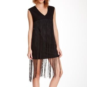 NEW American Apparel Oversized Pointe Fringe Black Mini Dress Flapper Costume